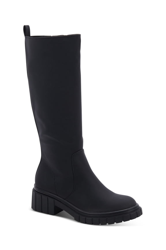 Womens Black Waterproof Slip Resistant Paz Round Toe Block Heel Zip-Up Riding Boot 6.5 M