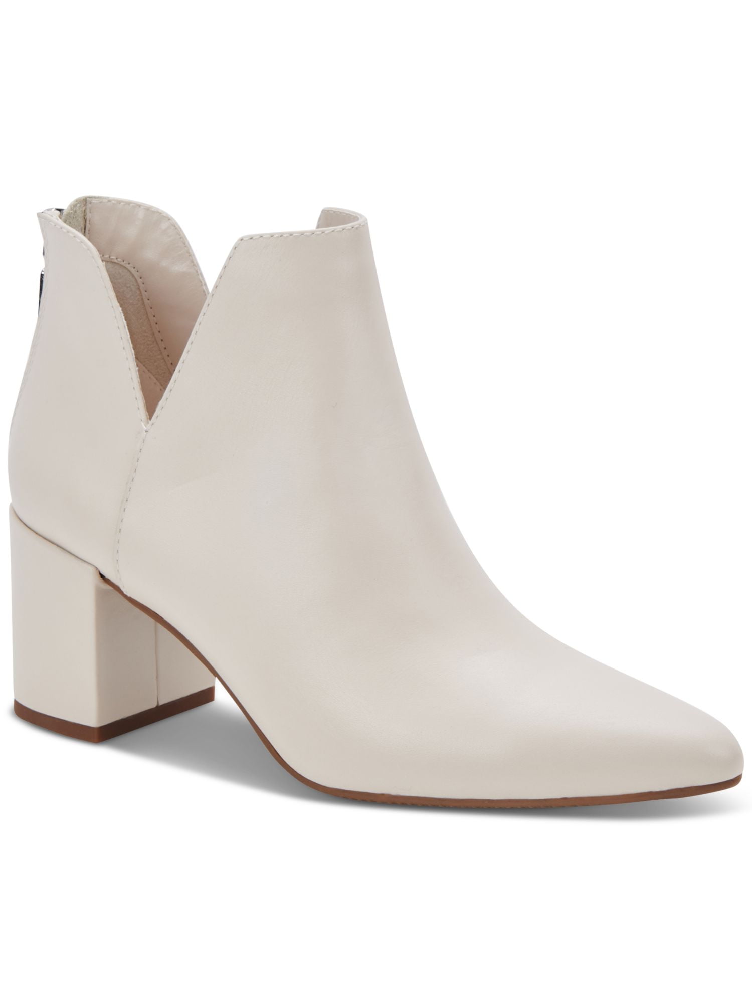 AQUA Womens Beige Padded Carie Square Toe Zip-Up Leather Heeled Boots M main image 0