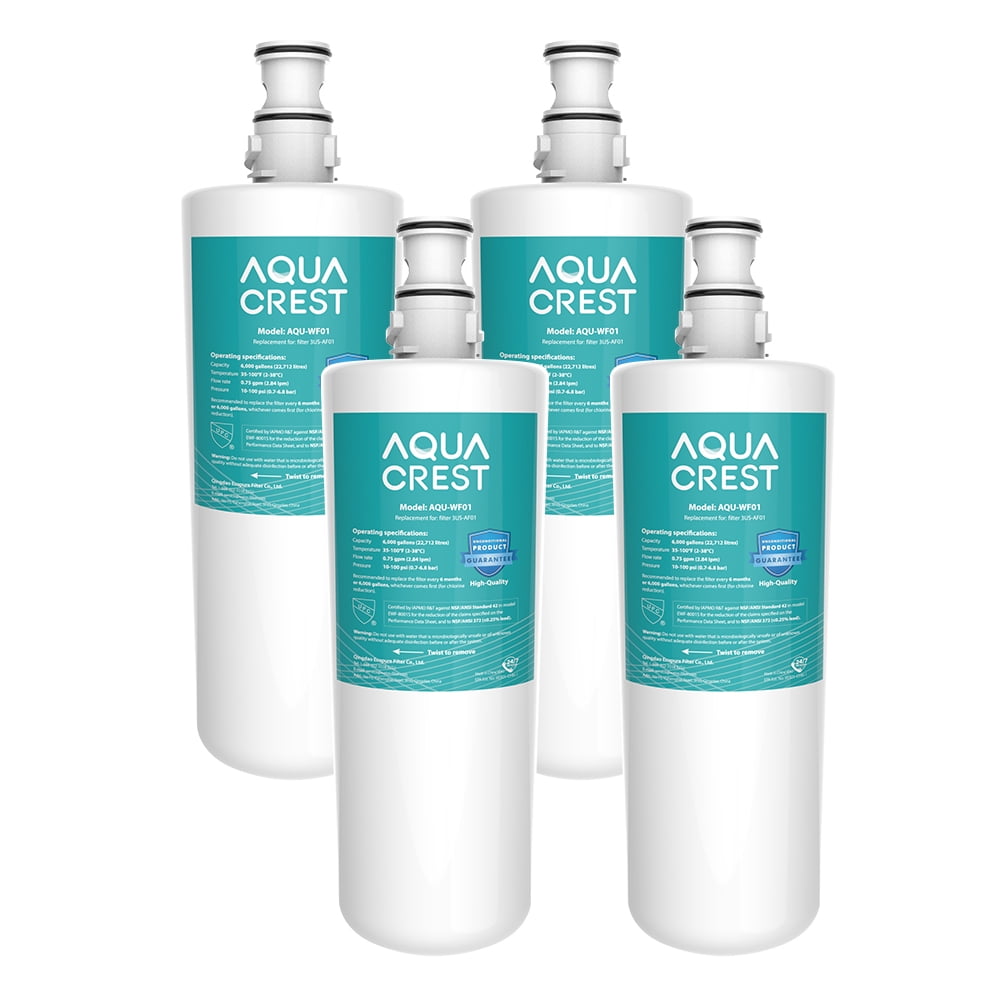 AQUA CREST 3US-AF01 Under Sink Water Filter, Replacement for Standard 3US-AF01, 3US-AS01, Aqua-Pure AP Easy C-CS-FF, WHCF-SRC, WHCF-SUFC, WHCF-SUF Water Filter, NSF/ANSI 42 Certified (Pack of 4)