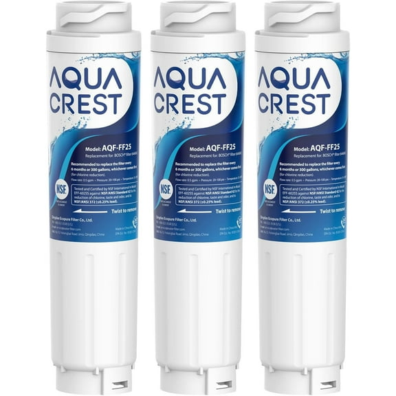 AQUA CREST 644845 Refrigerator Water Filter Replacement for Bosch Ultra Clarity 11034152, 9000077104, 9000194412, B26FT70SNS, B22CS80SNS, B22CS50SNS, Haier 0060820860, Miele KWF1000, 3 Filters