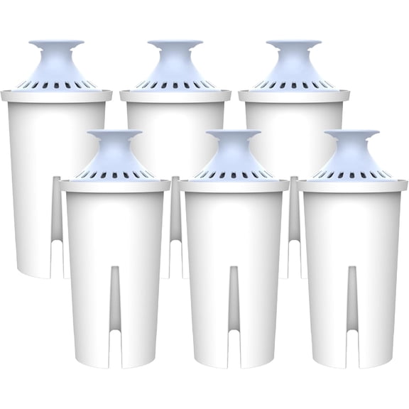 AQUA CREST 06-AL Alkaline Water Filter, Replacement for Brita Filter, Brita Pitchers and Dispensers, Everyday, UltraMax, Metro+, XL and More, 1 Year Supply, 6 Pack