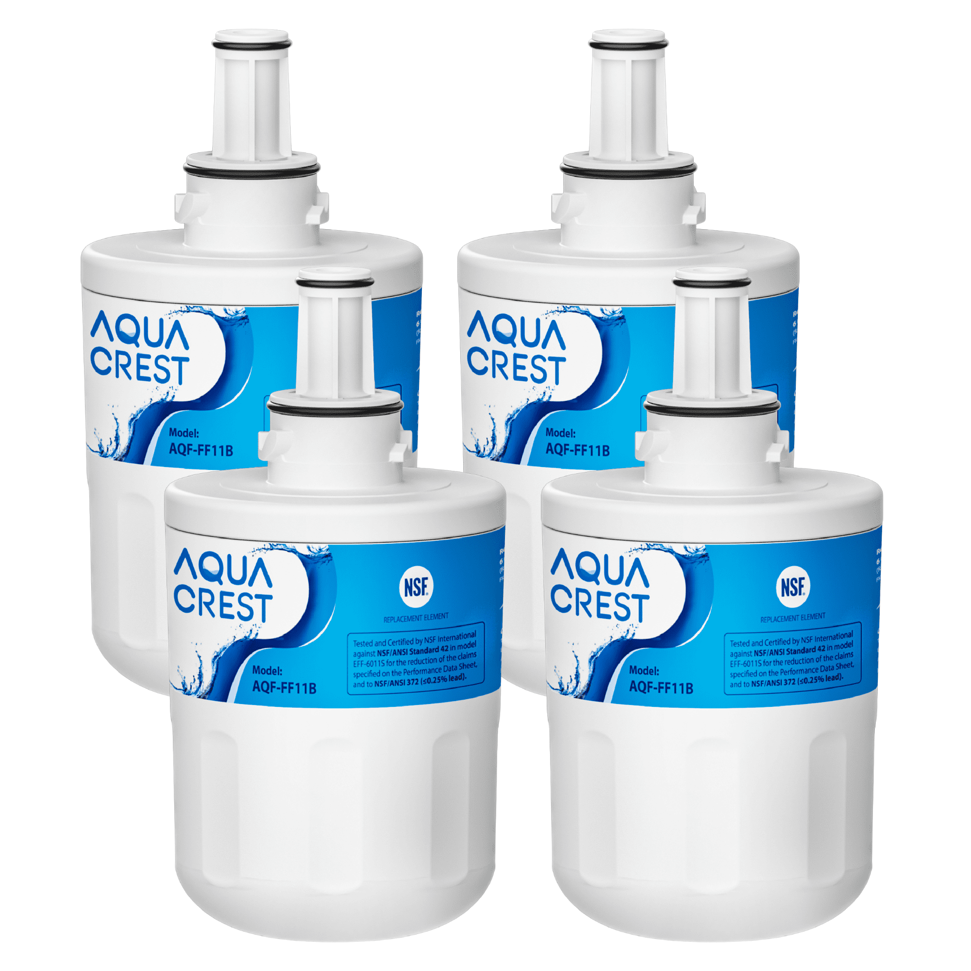 AQUA CREST AQF-FF1B Refrigerator Water Filter, Replacement for Samsung® DA29-00003G, DA29-00003B, DA29-00003A, Aqua-Pure Plus, HAFCU1, RFG237AARS, FMS-1, RS22HDHPNSR, RSG257AARS, WSS-1 (Pack of 4)