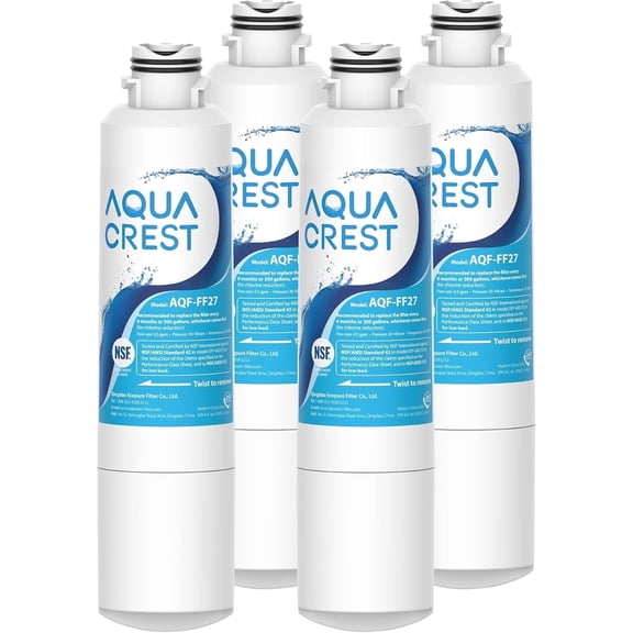 AQUA CREST F27 Refrigerator Water Filter Replacement for SamsungĀ® HAF-CIN/EXP, DA29-00020B-1, RF28HMEDBSR, RF263BEAESR, RF4287HARS, HAF-CIN, DA97-08006A-1, RF28K9380SR, RF28HFEDTSR, 4 Filter