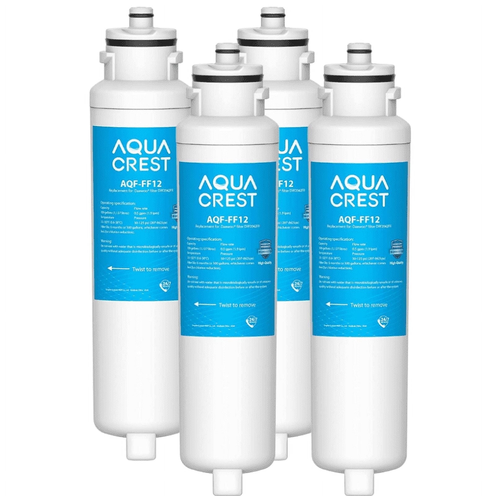 AQUACREST DW2042FR-09 Refrigerator Water Filter, Compatible with Daewoo DW2042FR, Kenmore 46-9130, DW2042FR-09, Aqua Crystal DW2042F-09,4 Pack