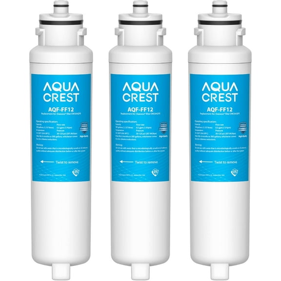 AQUA CREST DW2042FR-09 Refrigerator Water Filter, Replacement for Daewoo DW2042FR, Kenmore 46-9130, DW2042FR-09, Aqua Crystal DW2042F-09, FRN-Y22D2V, FRN-Y22D2W, 3 Pack