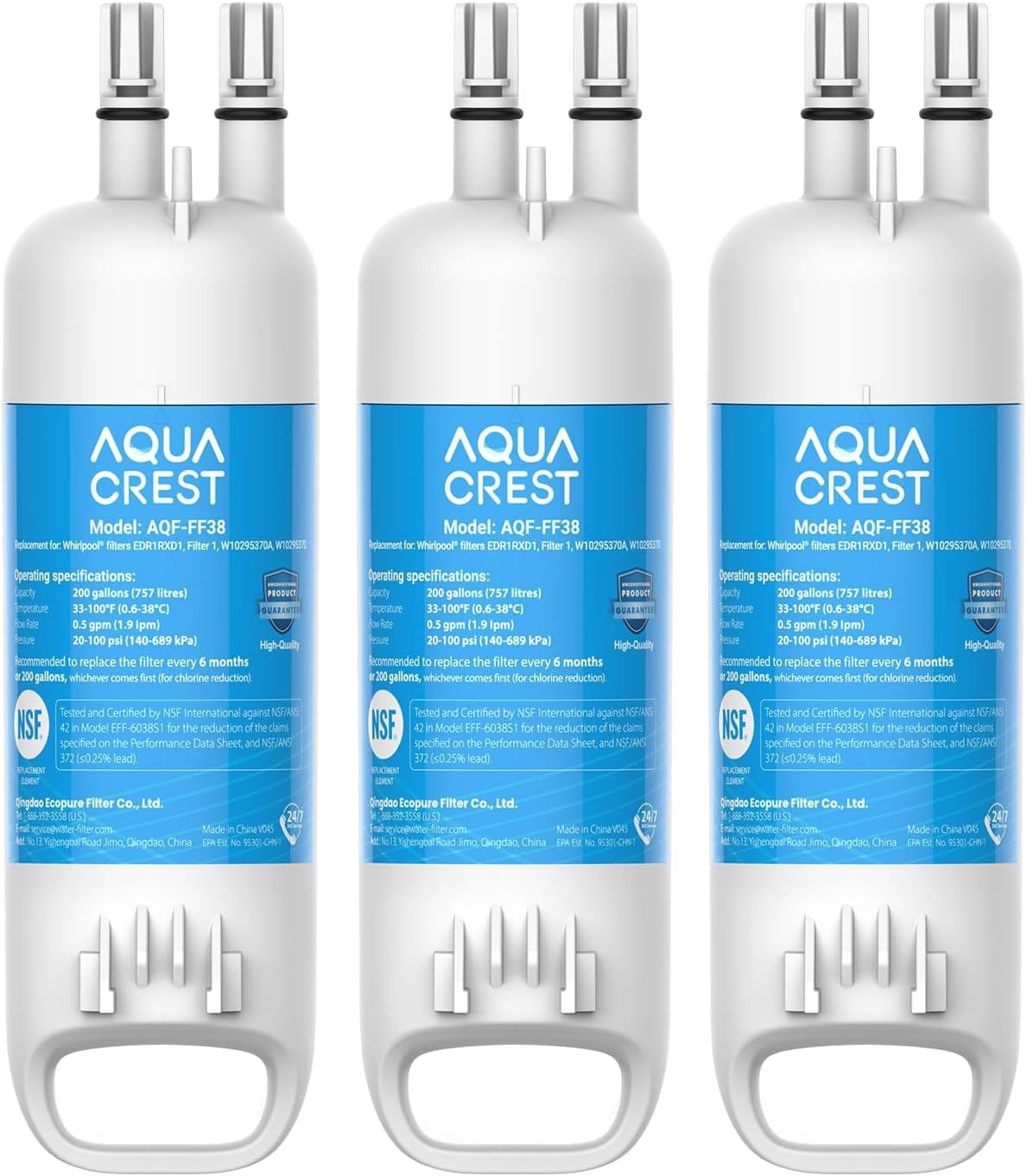 AQUA CREST Refrigerator Water Filter, 3 Filters