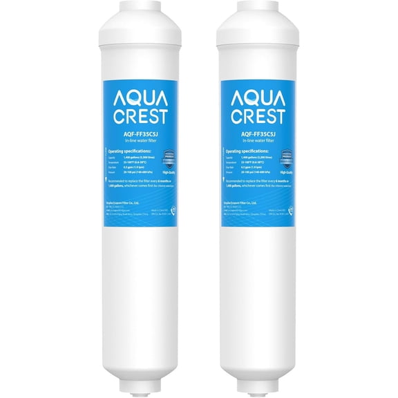 AQUA CREST FF35C5J Inline Water Filter Replacement, 1/4 Quick-Connect Replacement for Refrigerator, NSF/ANSI 42 Certified, Post-Carbon Filter for Reverse Osmosis Systems, 6-12 Months (NO Fittings)
