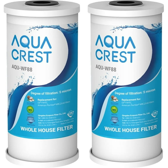 AQUA CREST FXHTC Replacement for GE® FXHTC, American Plumber WRC25HD Whole Home System Filter (Package May Vary)(2 Pack)