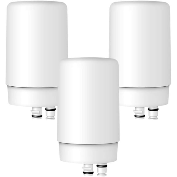 AQUA CREST 7027W Faucet Water Filter, Replacement for Brita Filter, Brita Faucet 36311 On Tap Water Filtration System, FR-200, FF-100 Replacement Filter, White, 3 Pack