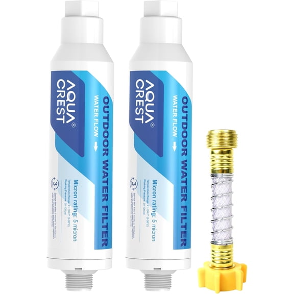 AQUA CREST Inline Water Filter, Dedicated for Car Washing, Window & Yard Cleaning, Effectively Reduce Hard Water Spots, Soften Water, 2 Hose Protector