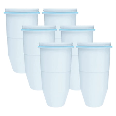 AQUA CREST Water Filters, Compatible with ZeroWater® Pitcher and Dispenser, Multi-Stage Filter System, Reduces Chlorine, PFOA, and PFOS, Pack of 6