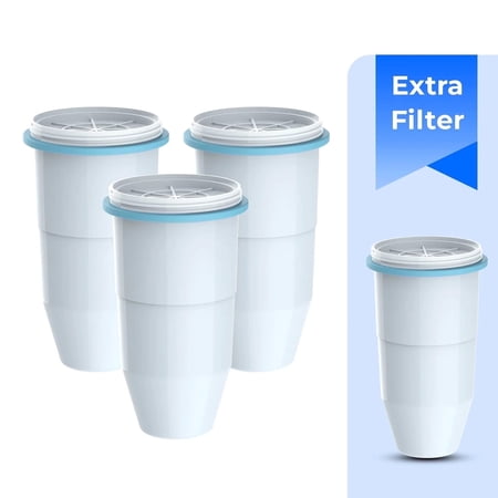 AQUA CREST Water Filters, Compatible with ZeroWater® Pitcher and Dispenser, Multi-Stage Filter System, Reduces Chlorine, PFOA, and PFOS, Pack of 2 , 3+1 Packs