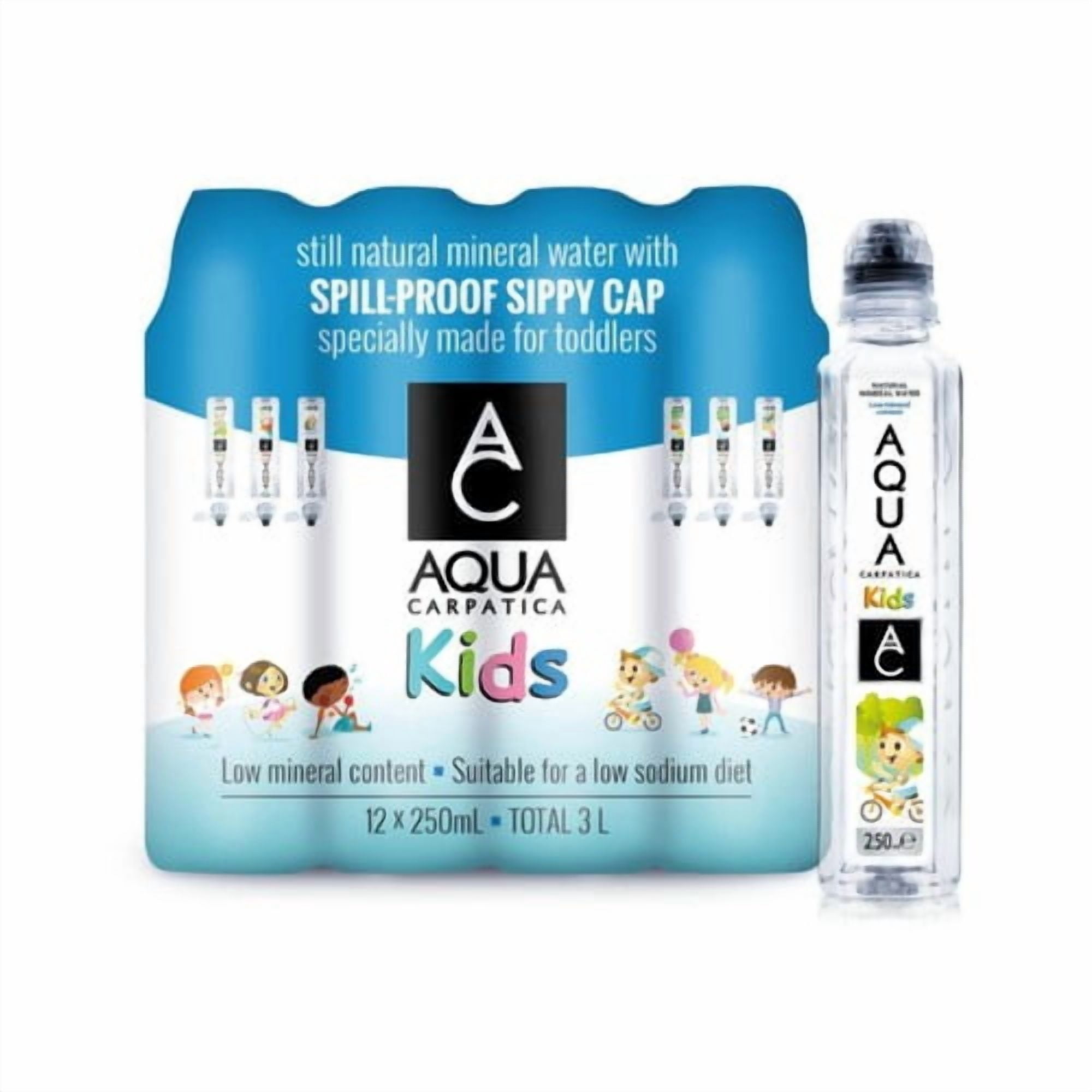 AQUA Carpatica Kids Sportscap Still Natural Mineral Water 12 x 250ml, British Import (Pack of 2)