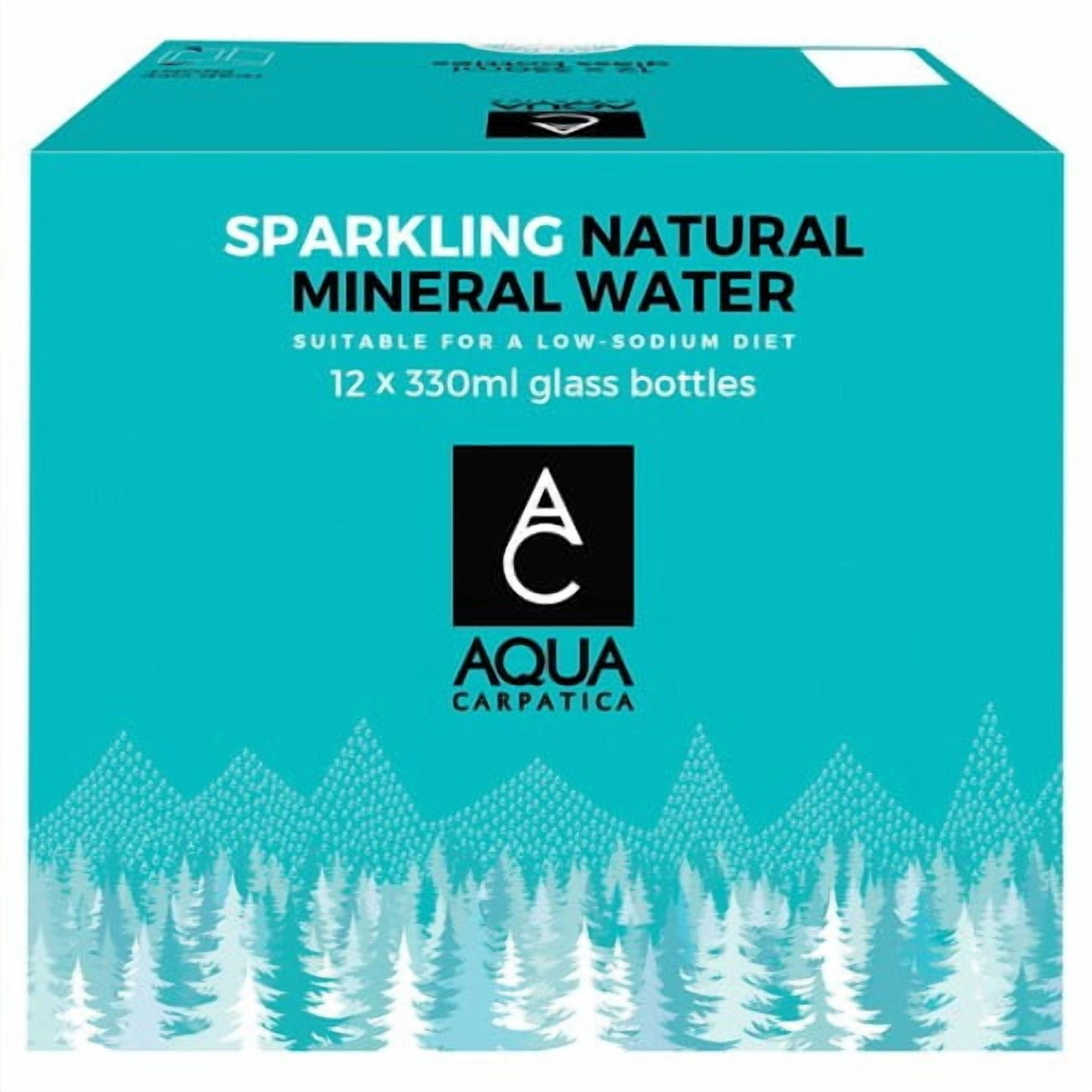 AQUA Carpatica Natural Sparkling Mineral Water Glass 12 x 330ml, British Import (Pack of 2)