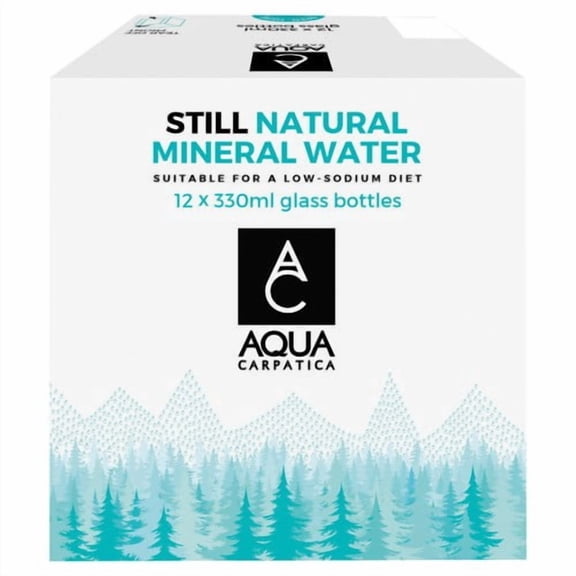 AQUA Carpatica Natural Still Mineral Water Glass 12 x 330ml, British Import (Pack of 2)