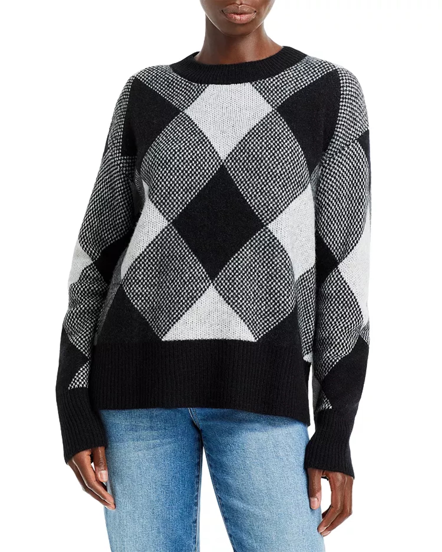 AQUA Cashmere Argyle Jacquard Cashmere Sweater MSRP $198 - Walmart.com