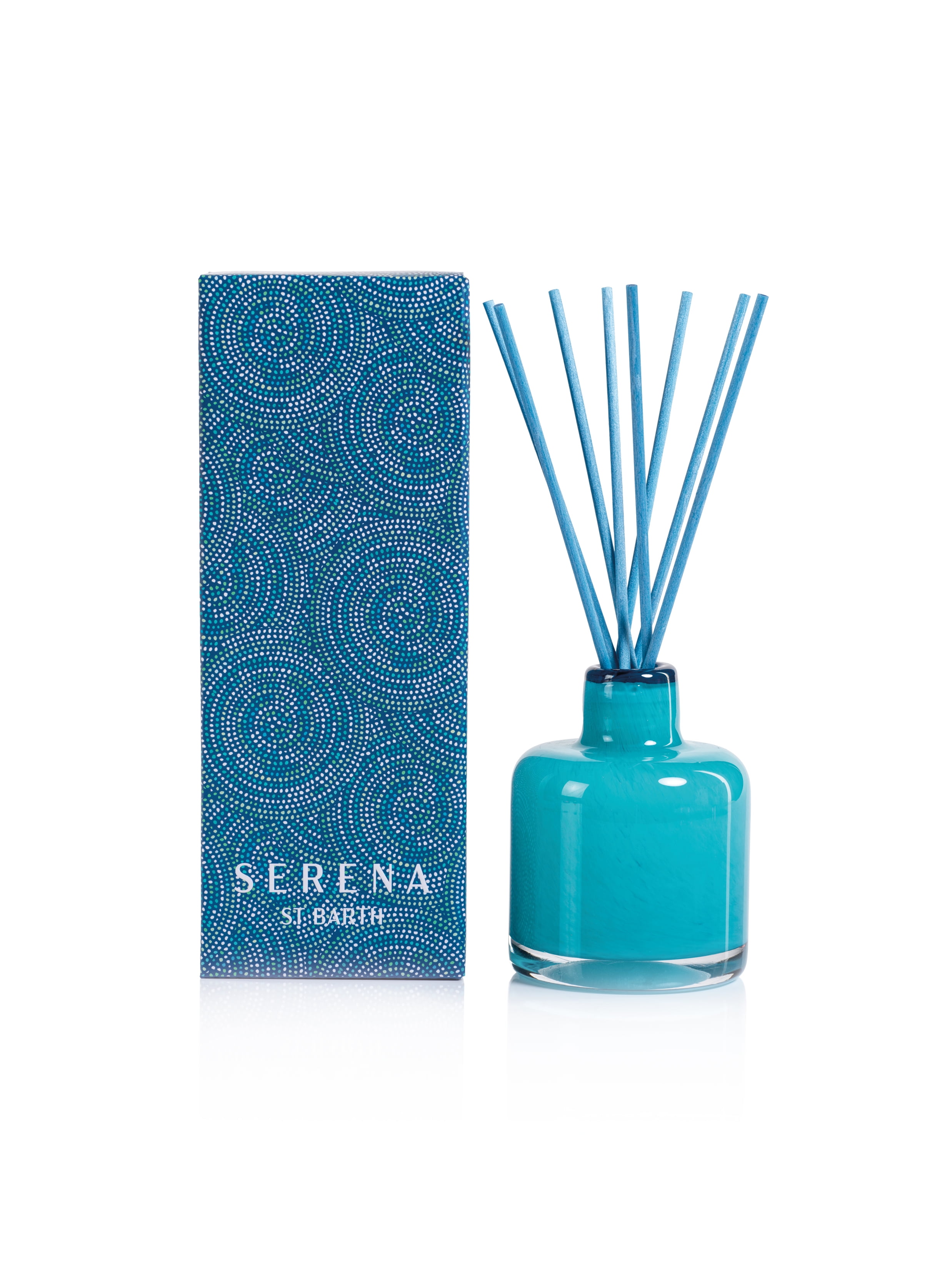 Azure Blue Glass Reed Diffuser with Coastal Motifs