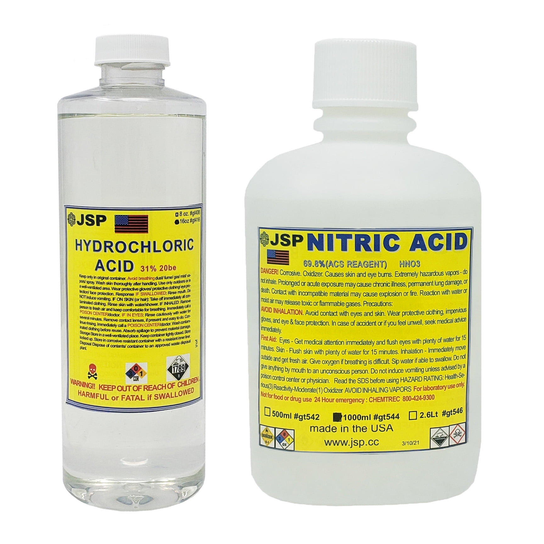 AQUA REGIA, HNO3, 32oz. and HMO2, 16oz (HYDROCHLORIC ACID) **FREE