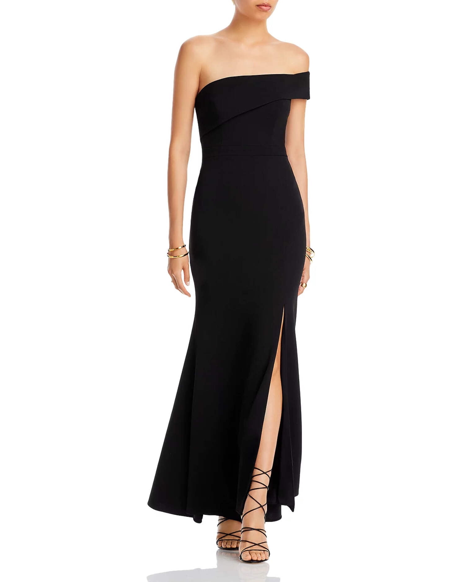 Crepe Off Shoulder Gown With Long Cape main image 0