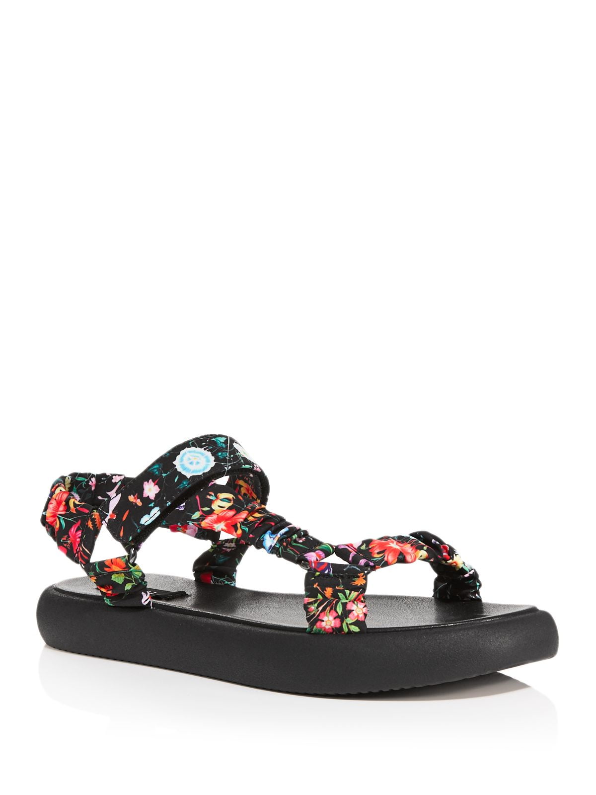 AQUA Womens Black Floral Adjustable Strap Cushioned Tenly Square Toe ...