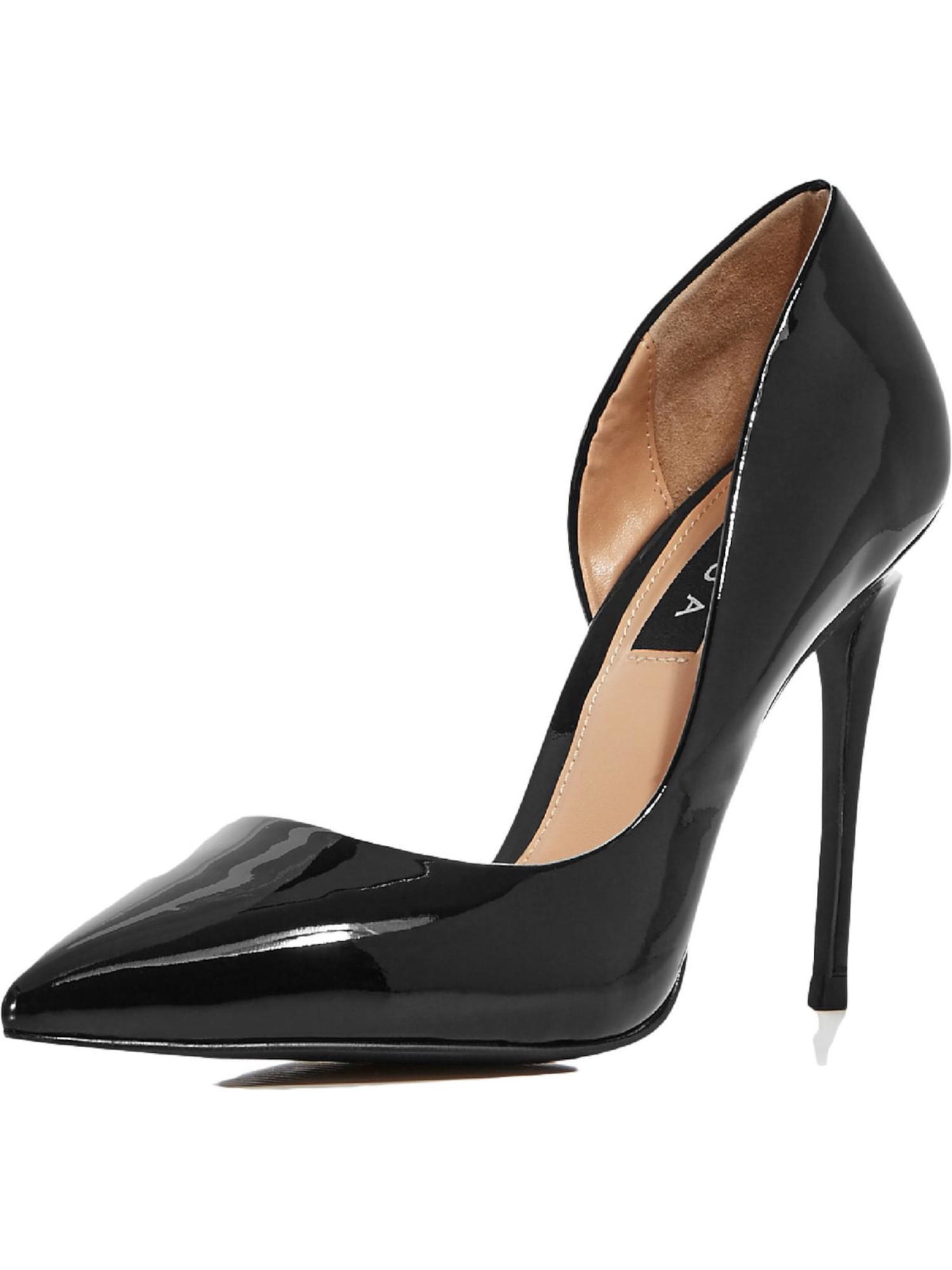 AQUA Womens Black Half D Padded Dion Pointed Toe Stiletto Slip On Leather Dress Pumps 9.5 M - Walmart.com AQUA Womens Black Half D Padded Dion Pointed Toe Stiletto Slip On Leather Dress Pumps 9.5 M - Walmart.com