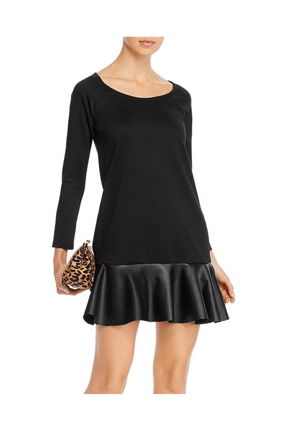 Womens Black Long Sleeve Mini Mermaid Evening Dress Size: M