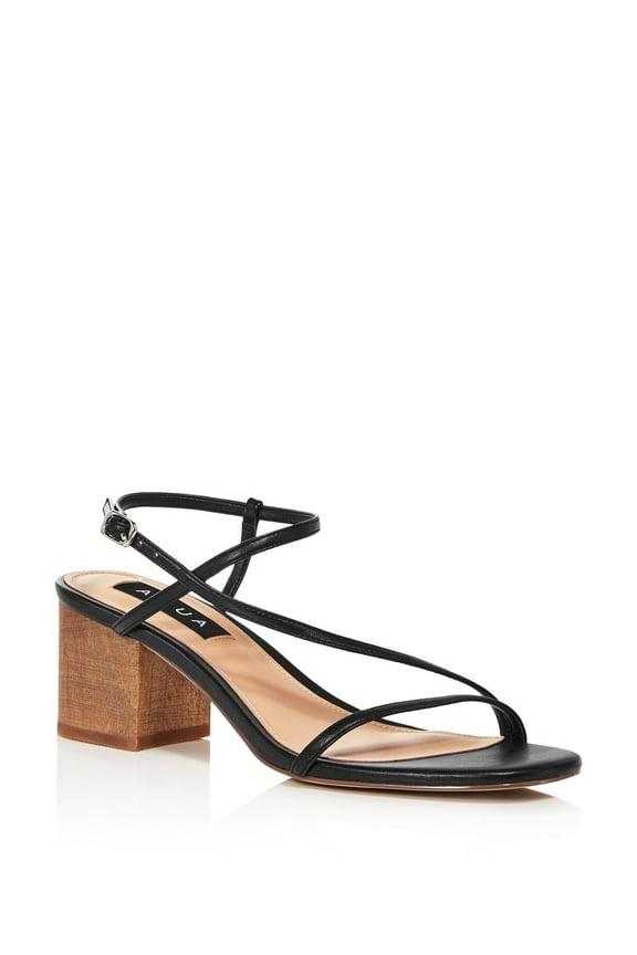 Womens Black Strappy Adjustable Strap Cushioned Amy Open Toe Block Heel Buckle Dress Slingback Sandal 7.5 M