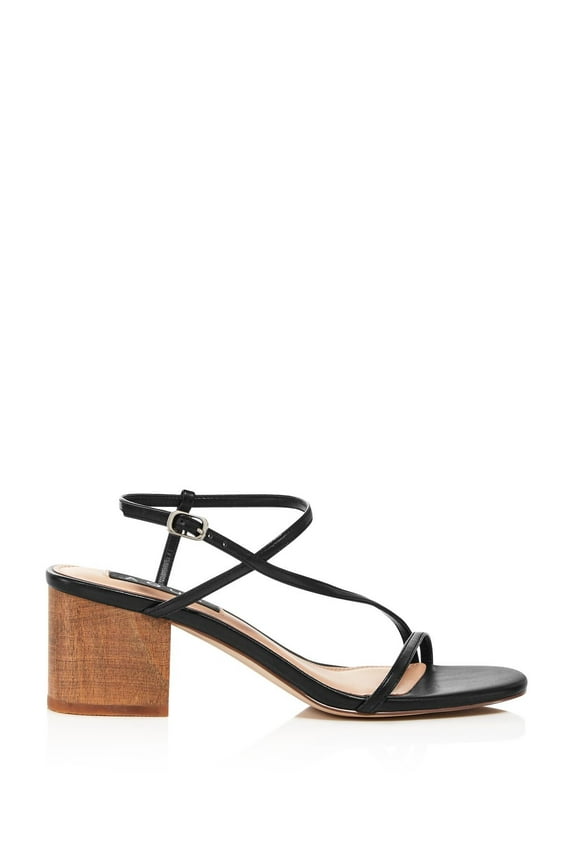 Womens Black Strappy Adjustable Strap Cushioned Amy Open Toe Block Heel Buckle Dress Slingback Sandal 7 M