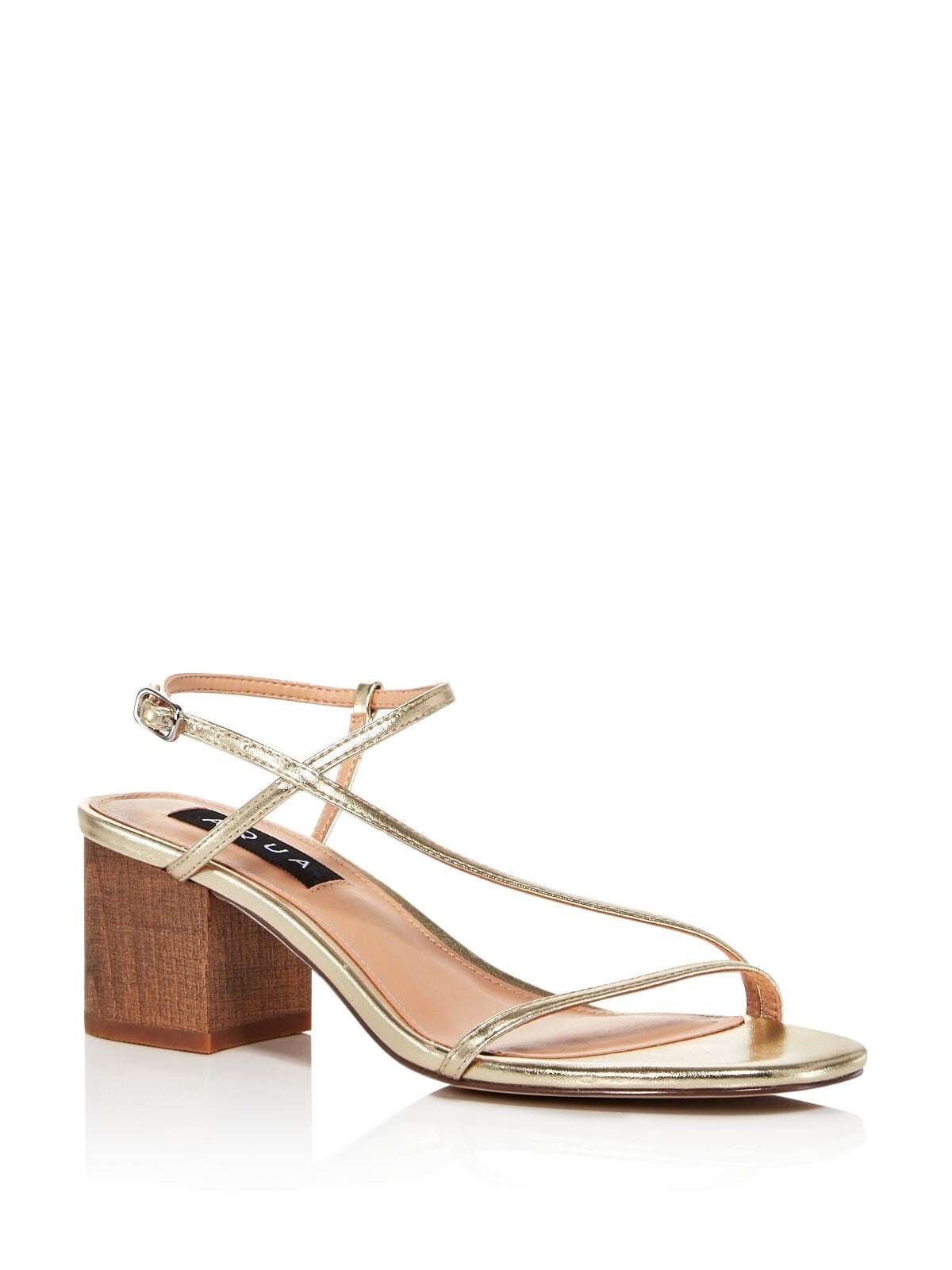 NINA Womens Gold Ankle Strap Cushioned Sianna Round Toe Block Heel Buckle Dress Sandals Shoes M