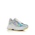 thumbnail image 1 of AQUA Womens Iridescent Silver Mixed Media 1" Platform Cushioned Ike Round Toe Lace-Up Athletic Sneakers Shoes 8 M, 1 of 4