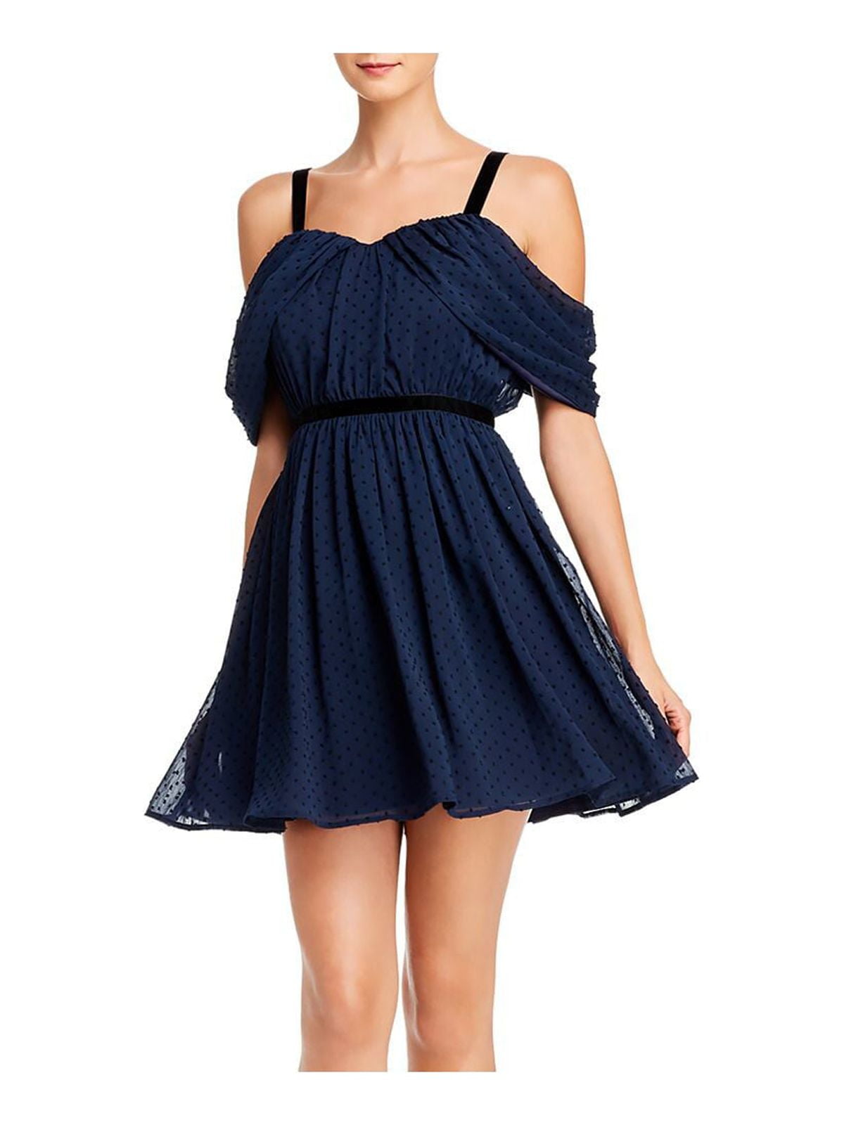 AQUA Womens Navy Polka Dot Sleeveless Short Fit + Flare Evening Dress Size:  XS - Walmart.com