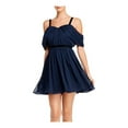 thumbnail image 1 of AQUA Womens Navy Polka Dot Sleeveless Short Fit + Flare Evening Dress Size: XS, 1 of 3