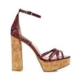 thumbnail image 1 of AQUA Womens Pink Snakeskin 1" Platform Cork-Like Ankle Strap Cushioned Milo Round Toe Block Heel Buckle Dress Sandals Shoes 10 M, 1 of 3