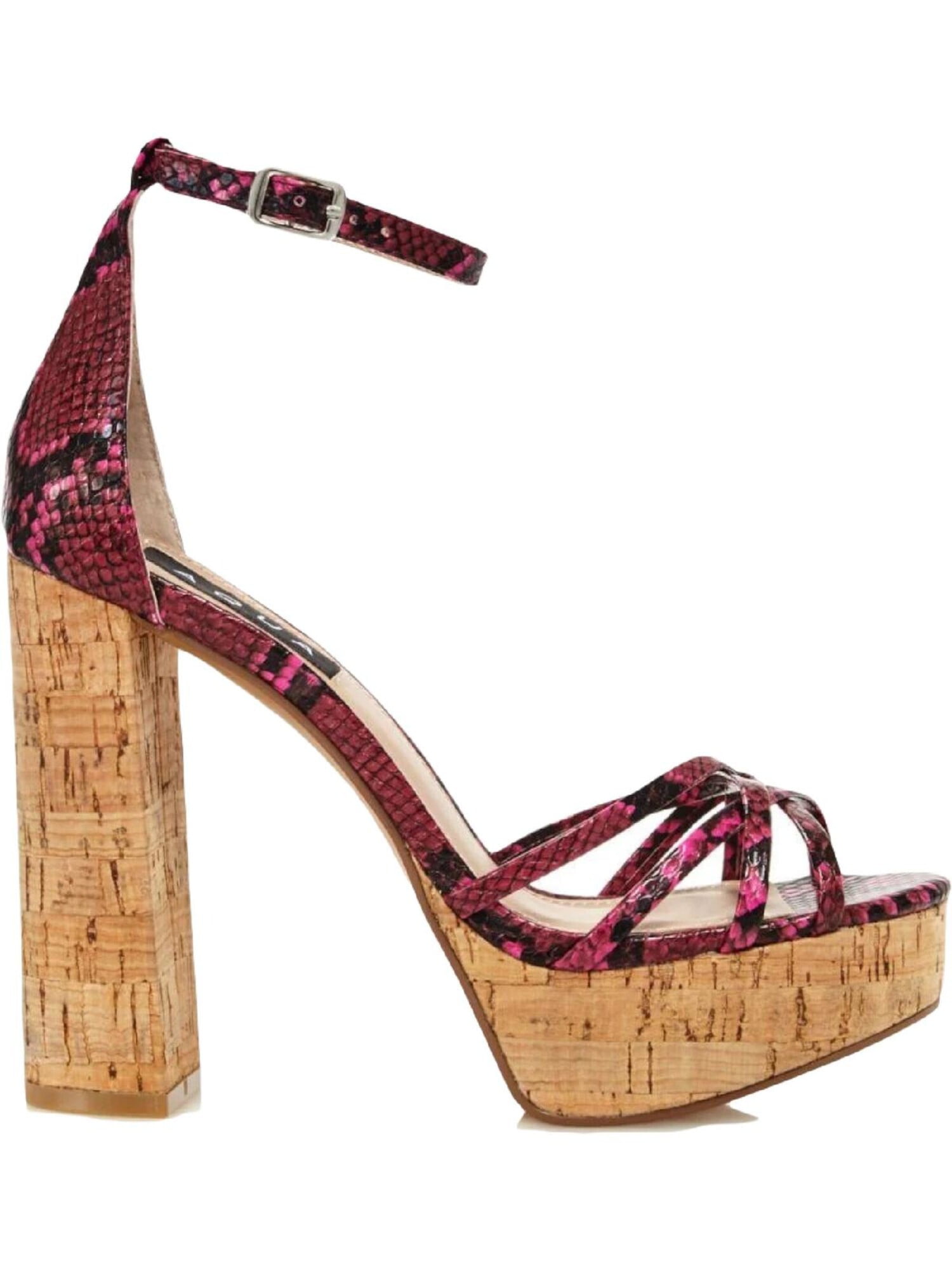 AQUA Womens Yellow Strappy Padded Ron Round Toe Stiletto Buckle Leather Slingback Sandal M
