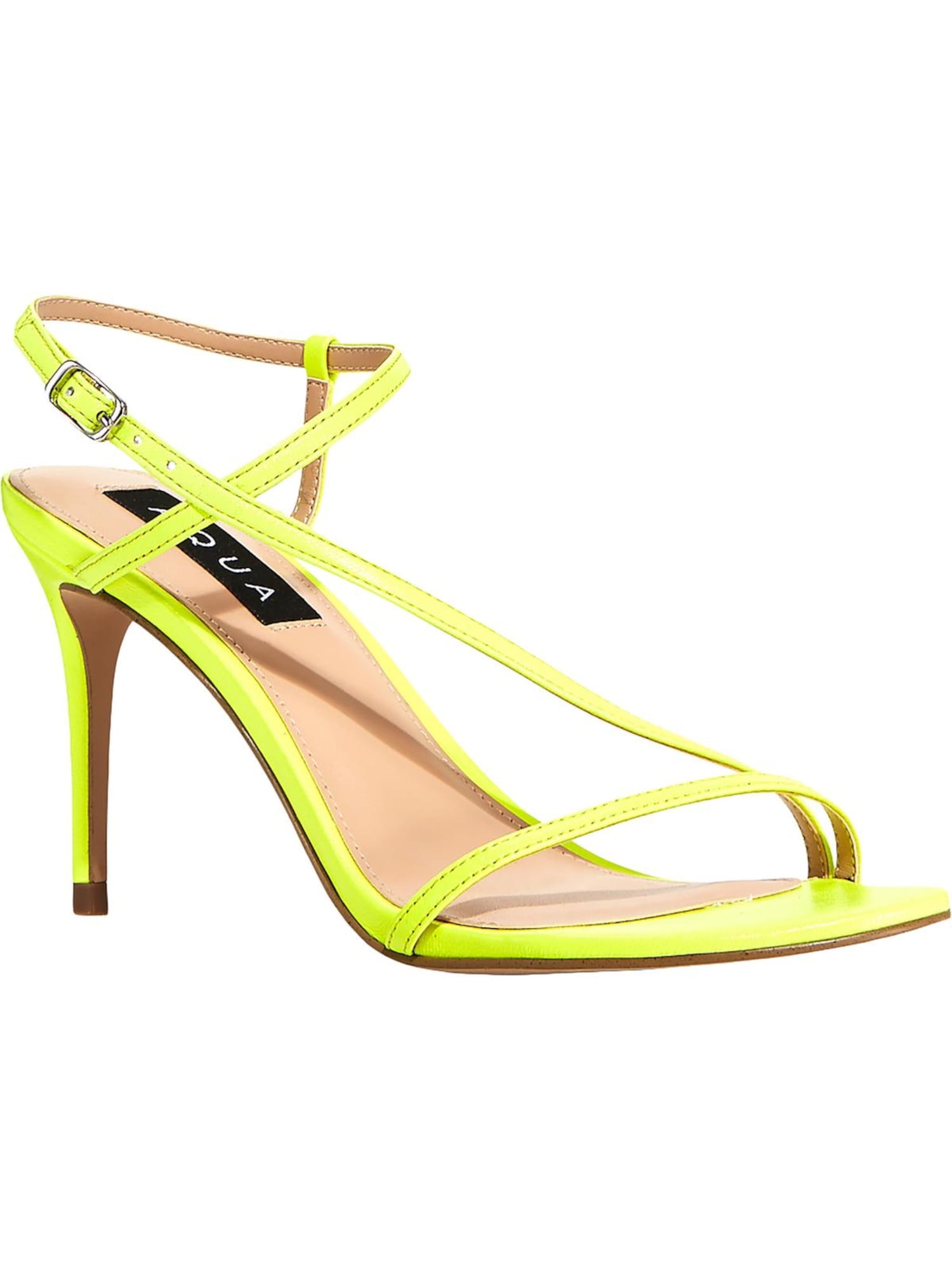 AQUA Womens White Strappy Ankle Strap Padded Roni Round Toe Stiletto Buckle Leather Slingback Sandal M main image 1