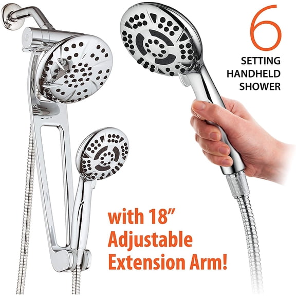 AQUABAR High-Pressure 3-way Shower Spa Combo with Adjustable Extension Arm
