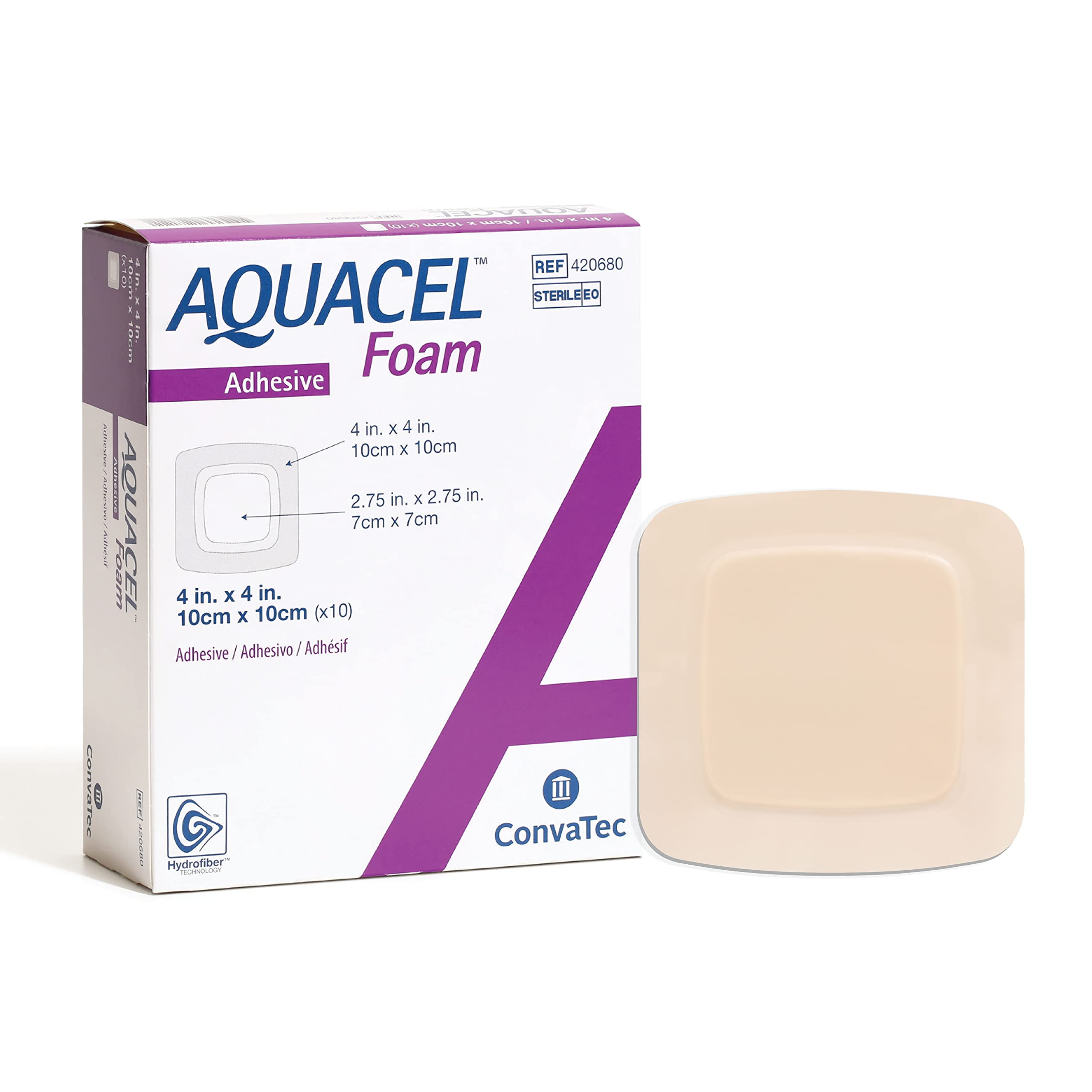 AQUACEL Foam 4"x4" Square Dressing with Silicone Gel Adhesive