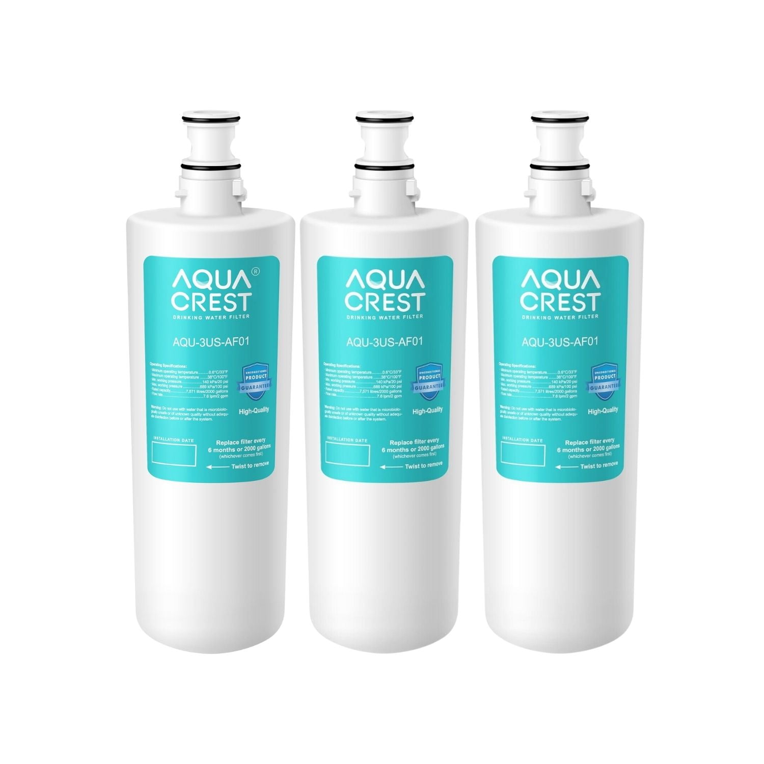 AQUACREST 3US-AF01 Under Sink Water Filter, Compatible with Filtrete Standard 3US-AS01, Aqua-Pure AP Easy C-CS-FF, Whirlpool WHCF-SRC, WHCF-SUFC, WHCF-SUF, pack of 3(package may vary)