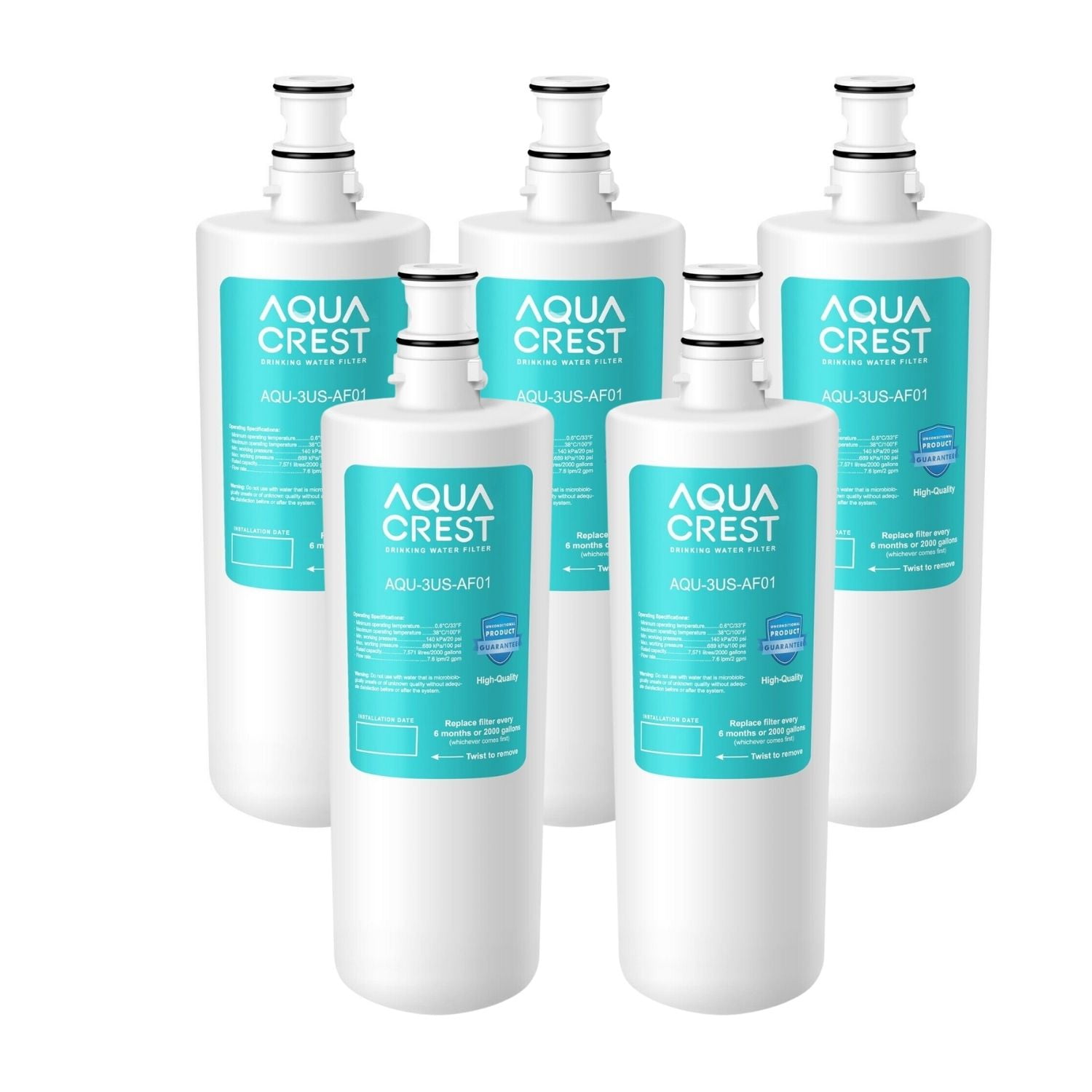 AquaCrest White Under Sink Water Filter Cartridge, 3 Count