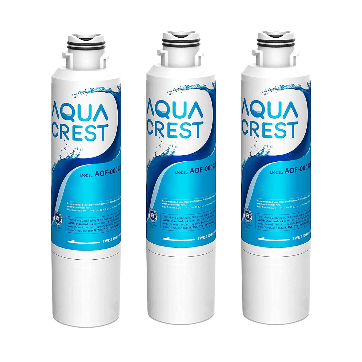 AQUA CREST DA29-00020B Replacement for Samsung® HAF-CIN/EXP, DA29-00020B-1, RF28HMEDBSR, RF263BEAESR, RF4287HARS, HAF-CIN, DA97-08006A-1, RF28K9380SR, RF28HFEDTSR, Refrigerator Water Filter, 3 Filter