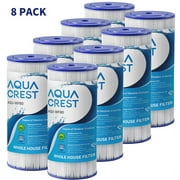 AQUACREST FXHSC Whole House Water Filter, Replacement for GE FXHSC, GXWH40L, GXWH35F, American Plumber W50PEHD, W10-PR, Culligan R50-BBSA, 5 Micron, 10" x 4.5", High Flow Sediment Filters, Pack of 8