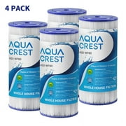 AQUACREST FXHSC Whole House Water Filter, Replacement for GE FXHSC, GXWH40L, GXWH35F, American Plumber W50PEHD, W10-PR, Culligan R50-BBSA, 5 Micron, 10" x 4.5", High Flow Sediment Filters, Pack of 4