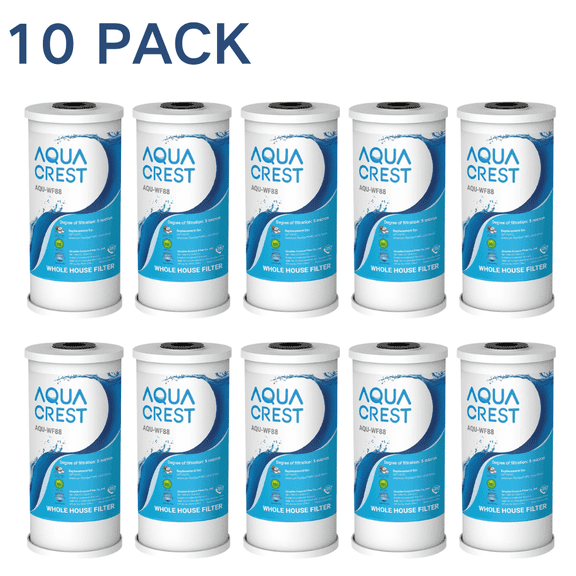 AQUACREST FXHTC Water Filter, Whole House Water Filter, Well Water Filter, Replacement for GE® FXHTC, GXWH40L, American Plumber W10-PR, Culligan® RFC-BBSA, W10-BC, Pack of 10