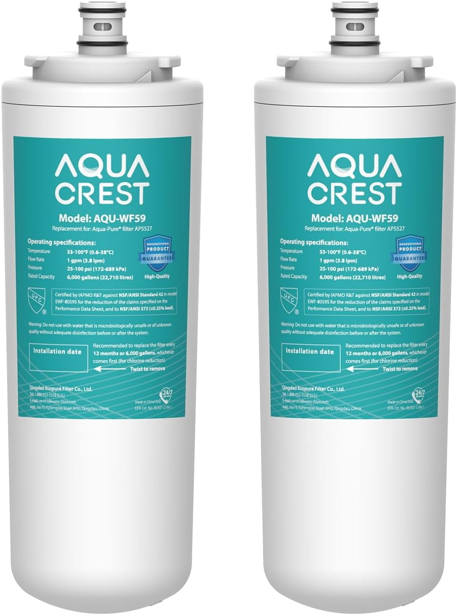 AQUACREST AP5527 Reverse Osmosis Pre and Post Water Filter Cartridge, Replacement for Aqua-Pure AP5527, 5598101, AP-RO5500, APRO5500 Reverse Osmosis System (1 Set), Model No.WF59.