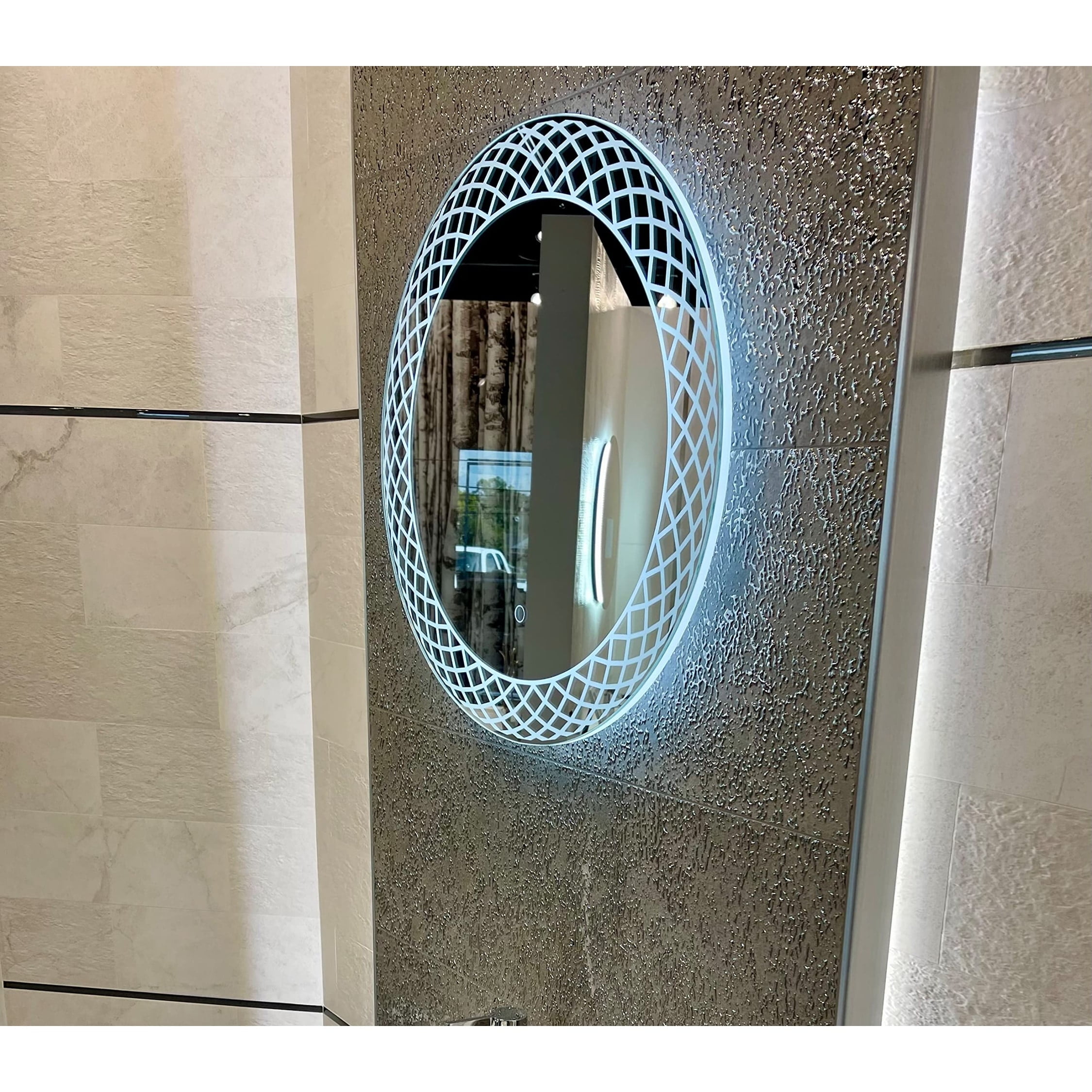 AQUADOM Frost LED Lighted Bathroom Round Mirror 48