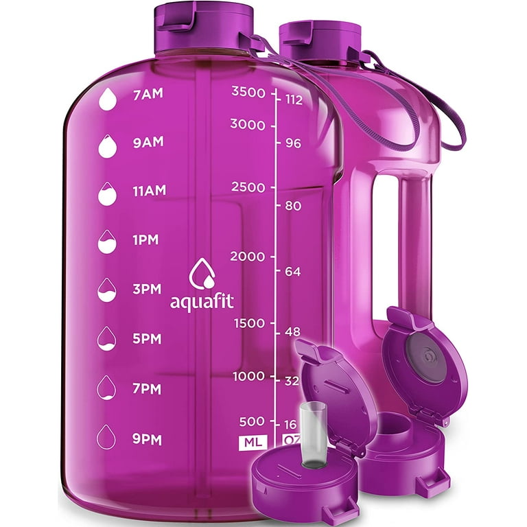 AQUAFIT - Water Bottle with Straw - Motivational Water Bottle, Big Water  Bottle with Time Marker - 1 Gallon, Pink