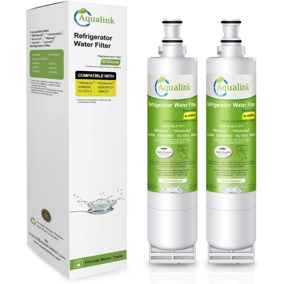 AQUALINK 4396508 4396510 Replacement for Whirlpool 4392857,EveryDrop Filter 5,KitchenAid EDR5RXD1, Refrigerator Water Filter, Kenmore 46-9010,PUR W10186668, 4396547,NLC240V,WFL400,WF285,2PACK