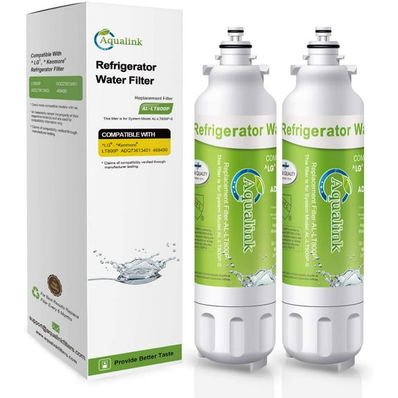 AQUALINK ADQ73613401 Replacement for LG LT800P, Kenmore 9490, R-9490, LMXS30776S, LSXS26366S, LSXS26366D, RWF3500A, LSXS26326S, LMXC23746S, LMXC23746D, ADQ73613402, Refrigerator Water Filter, 2Pack