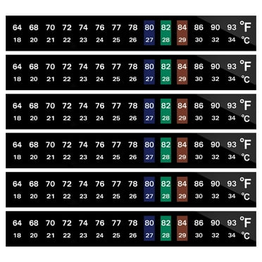 AQUANEAT 6 PCS Aquarium Thermometer Strips, Reptile Thermometer, Fish Tank Thermometer Sticker, Terrarium Water Temperature Test