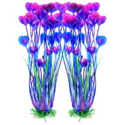 AQUANEAT Artificial Aquarium Plants, Fish Tank Plants Plastic, Aquarium Decor Large, 15.5 inch Purple Fish Tank Decorations, 2pcs